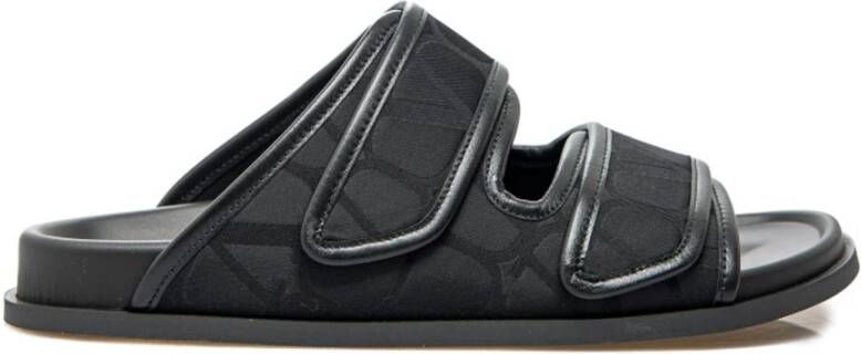 Valentino Garavani Zwarte Platte Sandalen Iconographe Aw24