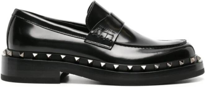 Valentino Garavani Zwarte platte schoenen met Rockstud-details Black Heren