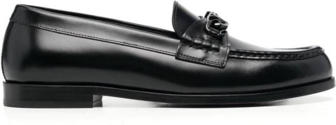 Valentino Garavani Zwarte platte schoenen met VLogo Chain van leer Black Heren