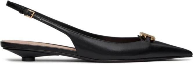 Valentino Garavani Zwarte platte schoenen met Vlogo-handtekening Black Dames