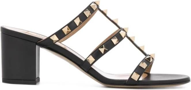 Valentino Garavani Zwarte Rockstud Leren Sandalen Black Dames