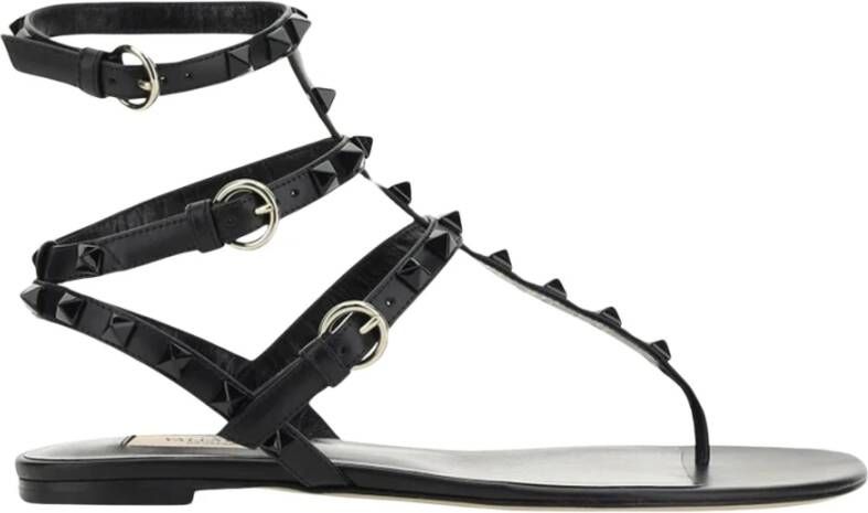 Valentino Garavani Zwarte Rockstud Sandalen Ss22 Black Dames