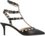 Valentino Garavani Zwarte Rockstud T-Strap Pumps Hakken - Thumbnail 1