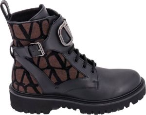 Valentino Garavani Zwarte Veterschoenen Enkellaarsjes Aw23 Zwart Dames