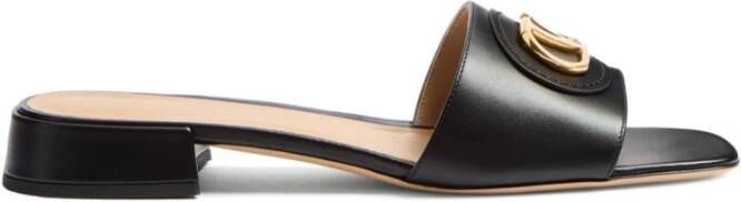Valentino Garavani Zwarte Vierkante Sandalen met Open Teen