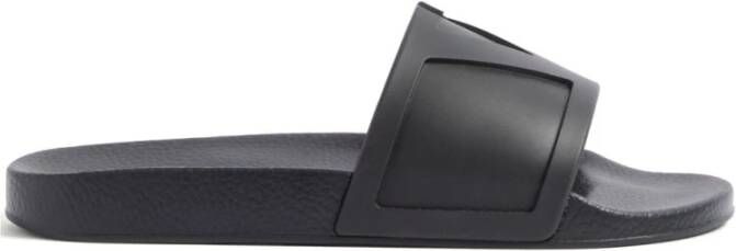 Valentino Garavani Zwarte VLogo Signature Platte Sandalen
