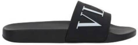 Valentino Garavani Zwarte Slide Sandalen Vltn Logo Black Heren