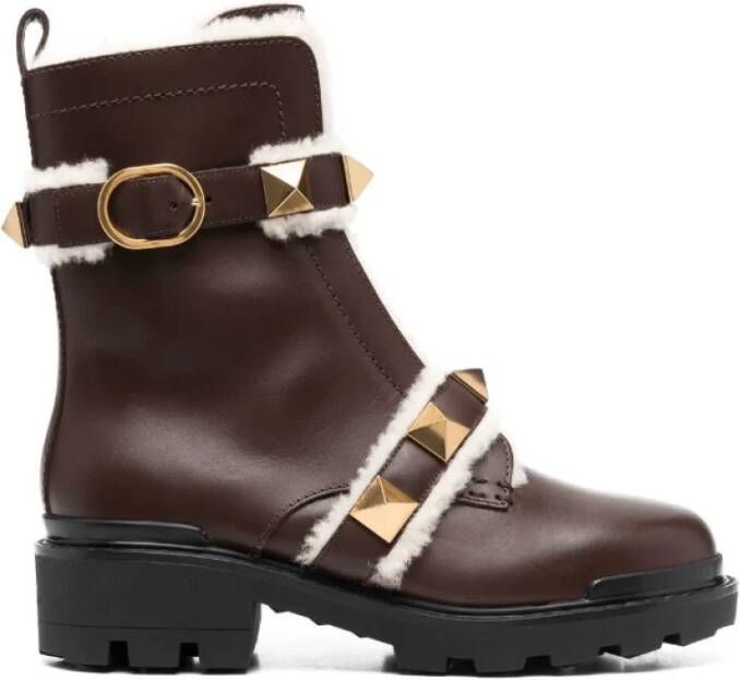 Valentino Goudkleurige Rockstud Enkellaarzen