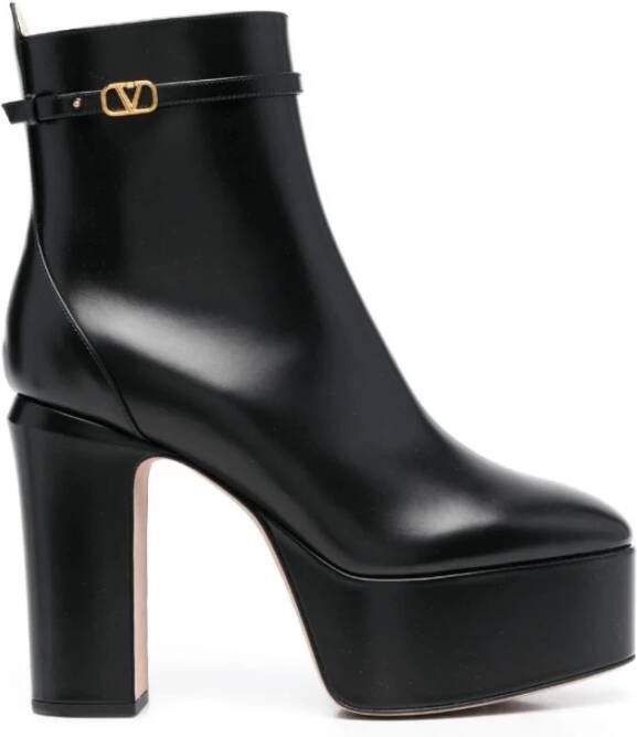 Valentino Logo-Gesp Enkellaarzen Black Dames