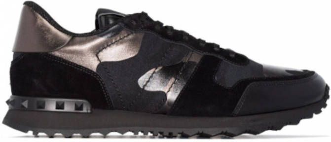 Valentino Garavani Metallic Camouflage Rockrunner Sneaker Black Heren