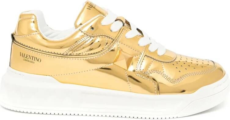 Valentino One Stud Mirror-Finish Sneakers