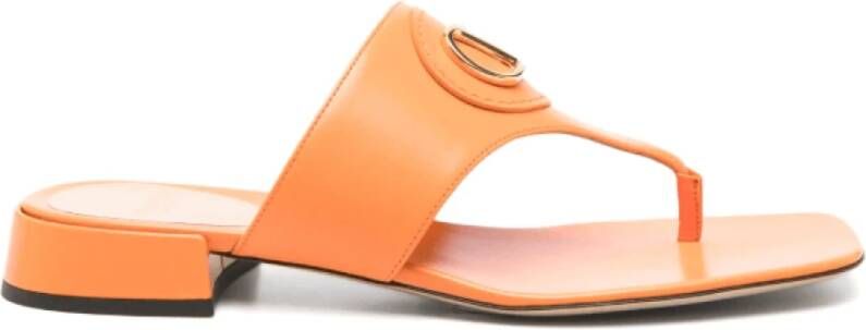 Valentino Oranje Leren Sandalen Slip-On Stijl