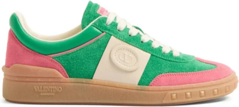 Valentino Panelled Crosta Sneakers in Groen Roze Wit