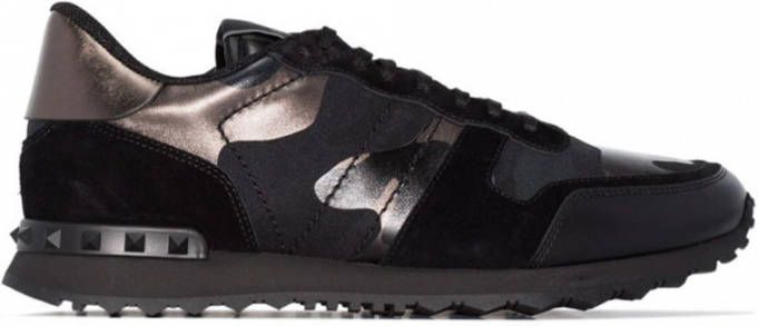 Valentino Garavani Metallic Camouflage Rockrunner Sneaker Black Heren