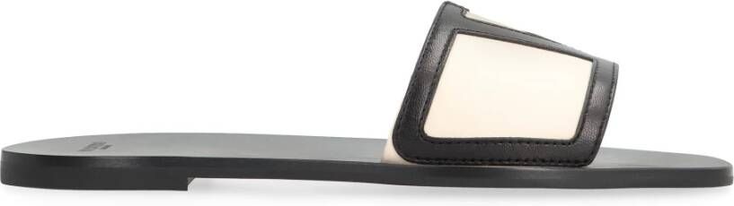 Valentino Superstar Leren Slides Vierkante Neuslijn Black Dames