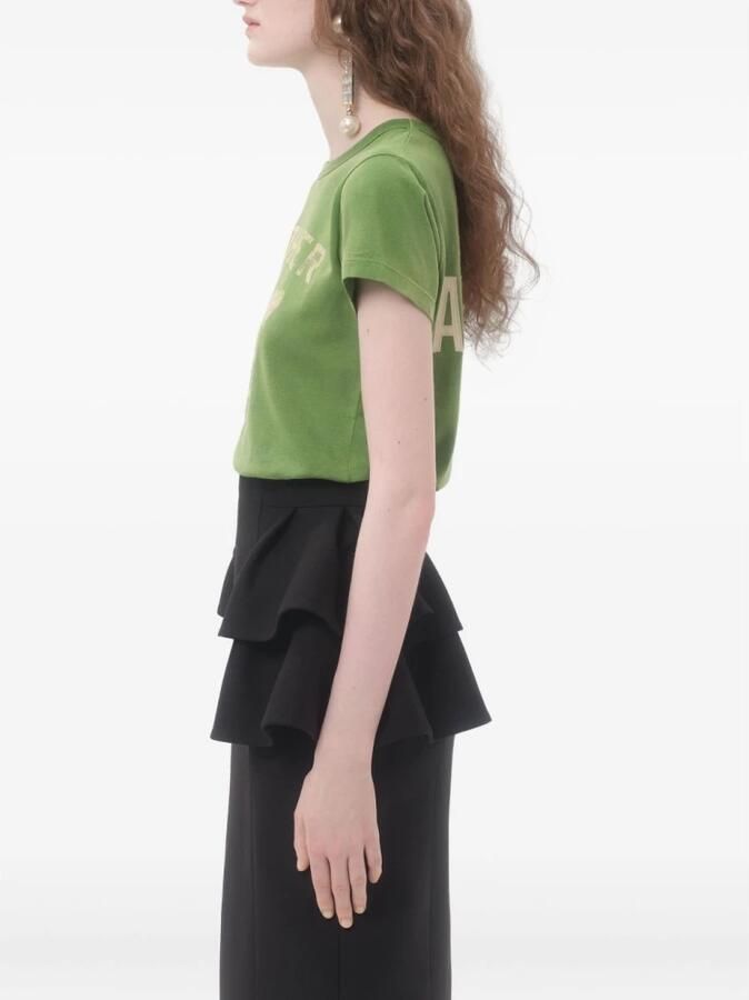 Valentino Groene Crew Neck Slogan Print T-shirts