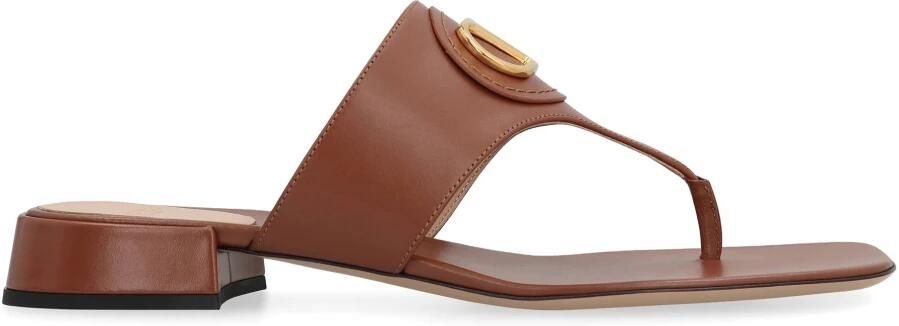 Valentino Handtekening Leren Slides Vierkante Neuslijn