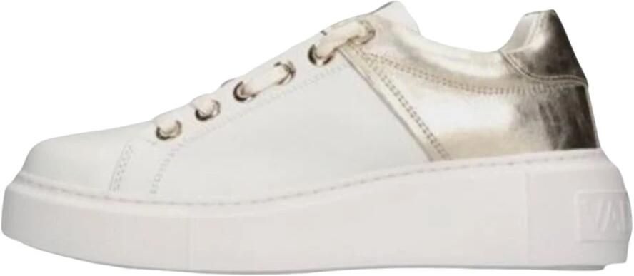 Valentino Witte Leren Sneaker Gunmetal Inzet White Dames