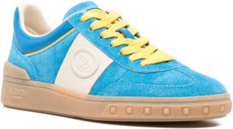 Valentino Lichtblauwe Suède Sneakers met Logo