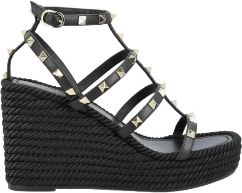 Valentino Rockstud Ankle Strap Wedge Sandal