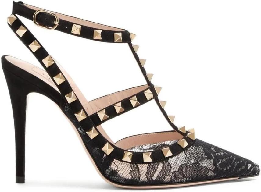 Valentino Rockstud Lace Pump With Straps 100mm