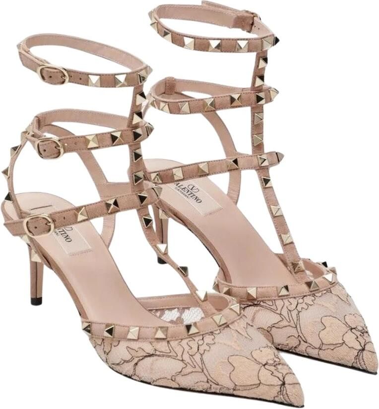 Valentino Rockstud Lace Pumps