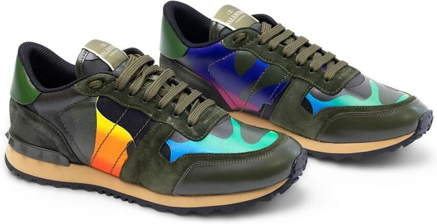 Valentino Garavani Rockrunner Camouflage Sneakers Groen Heren