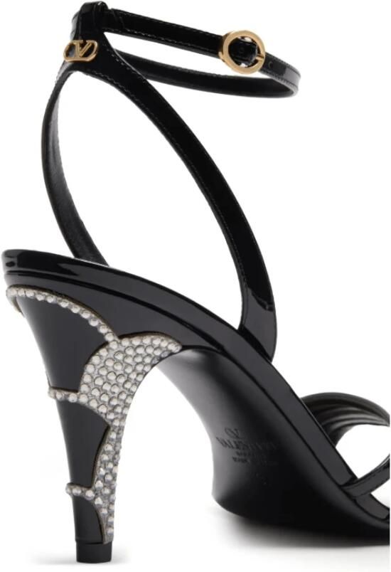 Valentino Zwarte Leren Hoge Hak Sandalen