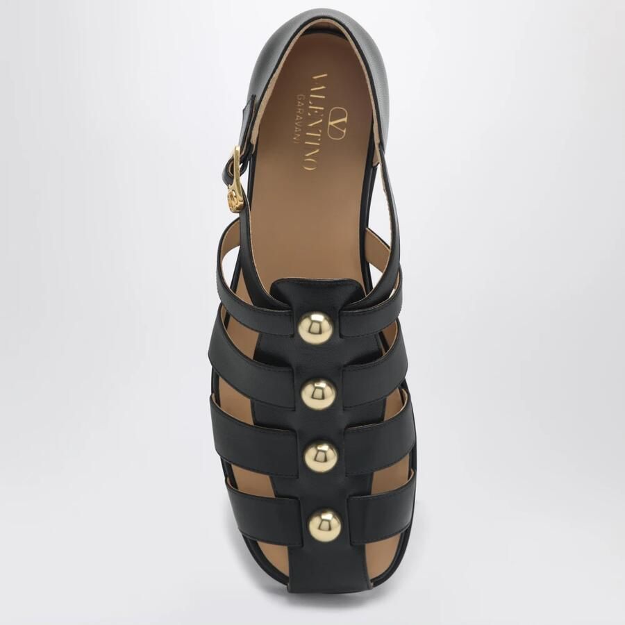 Valentino Zwarte Studshield Lage Sandalen