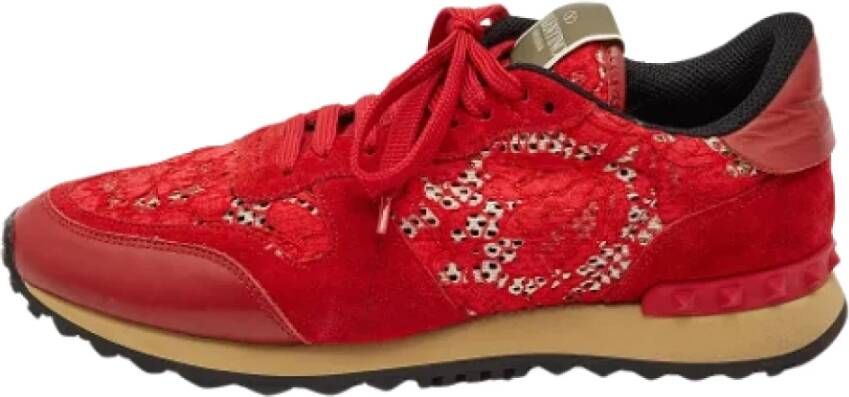 Valentino Vintage Pre-owned Lace sneakers Red Dames