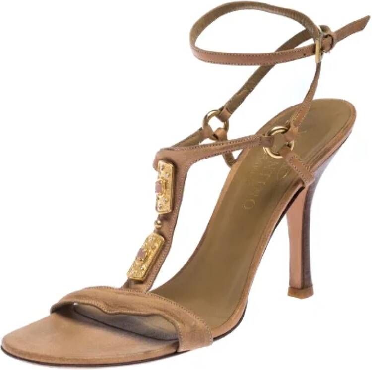 Valentino Vintage Pre-owned Leather sandals Beige Dames