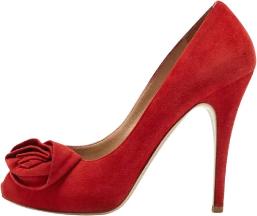 Valentino Vintage Pre-owned Suede heels Red Dames