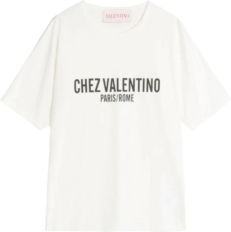 Valentino Wit Katoenen Slogan Print T-shirt