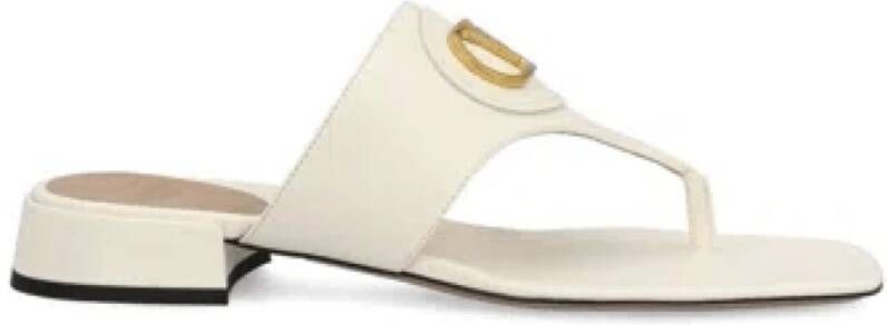 Valentino Witte Leren Logo Patch Sandalen