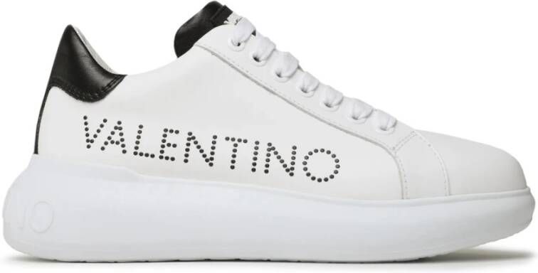 Valentino Witte Leren Sneakers met Logo Lettering White Heren