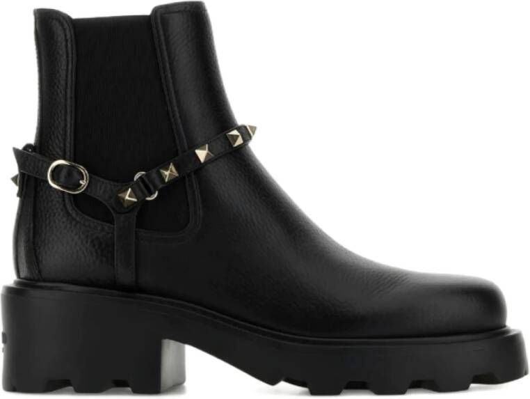 Valentino Zwarte Enkellaarsjes met Versiering