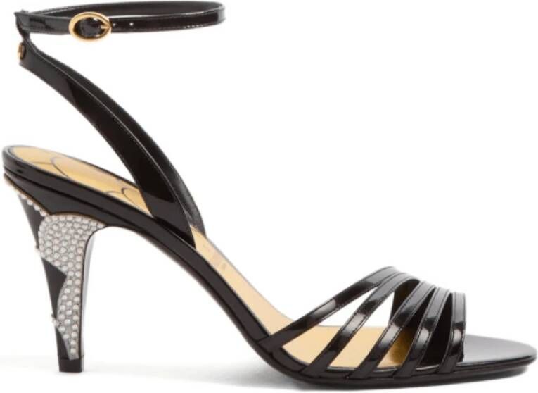 Valentino Zwarte Leren Hoge Hak Sandalen