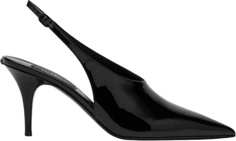 Valentino Zwarte platte slingback schoenen