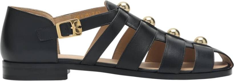 Valentino Zwarte Studshield Lage Sandalen