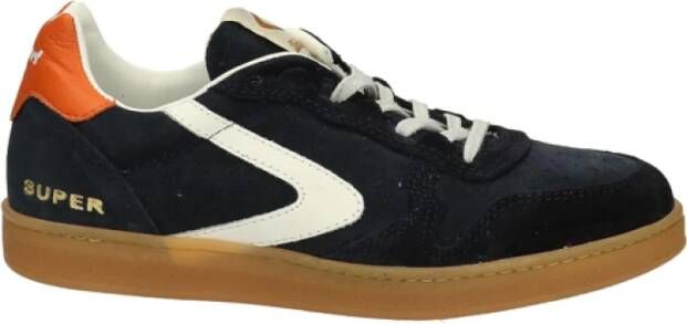 Valsport 1920 Blauwe Super Sneaker van Suede met Contrast Hiel Bruin Heren