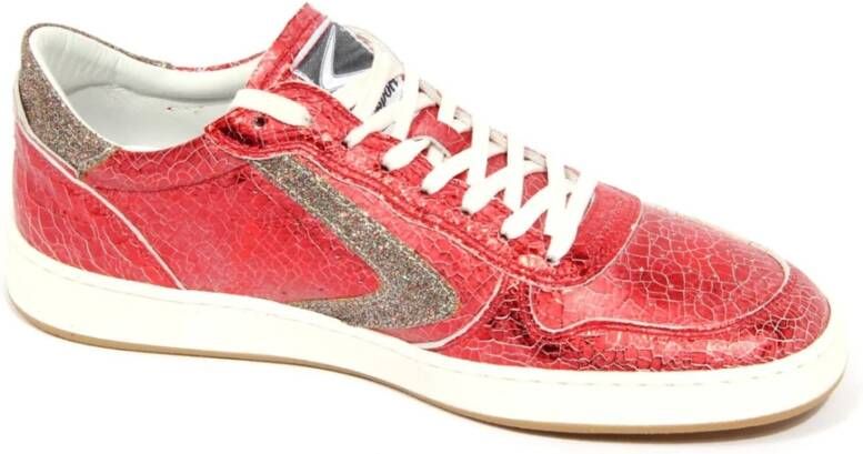 Valsport 1920 Gekraakte Leren Schoenen in Rood Glitter