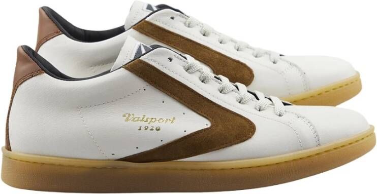 Valsport 1920 Witte leren sneakers met cognac suède White Heren