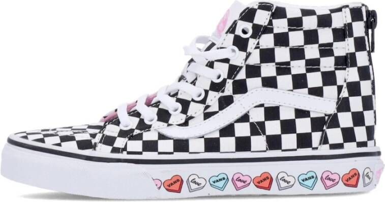 Vans Hoge Top Rits Sneaker Zwart Witte Harten White Dames