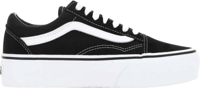 Vans Oude zwarte sneakers lage hak veelkleurig gestreept sportieve stijl Black Dames