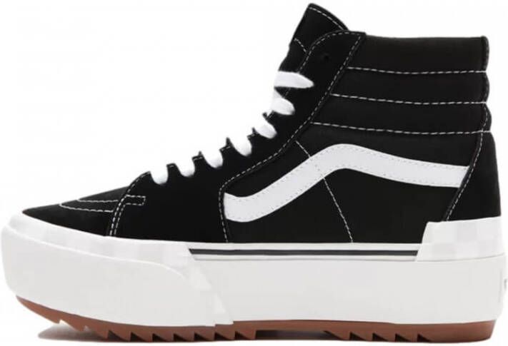 Vans Ua Sk8 Hi Stacked Suede Canvas Black Blanc Sneaker - Foto 5
