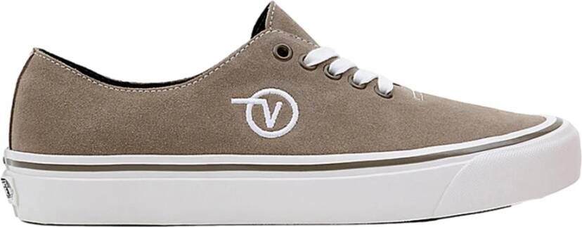 Vans Suède Leren Sneakers Ronde Neus Vetersluiting Beige Heren