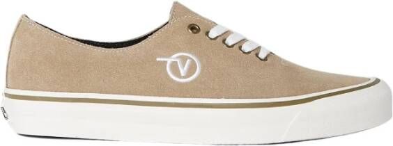 Vans Suède Leren Sneakers Ronde Neus Vetersluiting Beige Heren