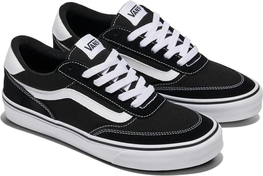 Vans Dames Brooklyn Ls Sneakers Schoenen Textiel VN000D7UBZW Zwart Wit Low Top - Foto 6