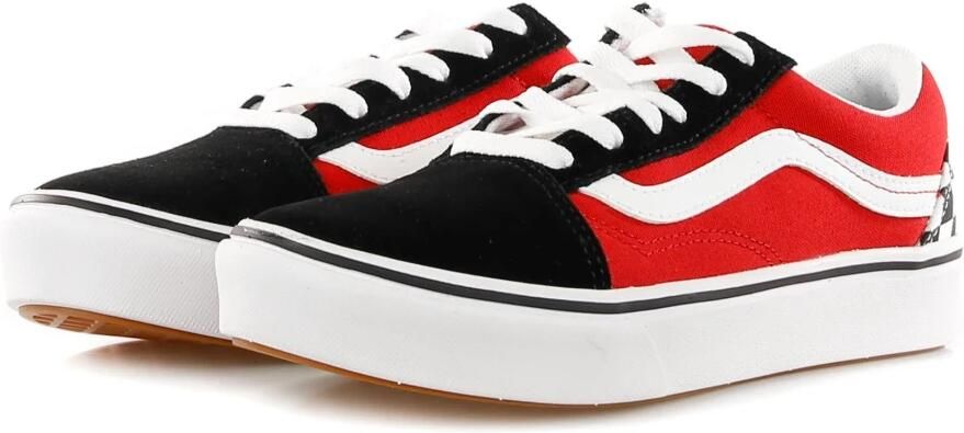 Vans Comfycush Old Skool Checkerboard Sneakers Zwart Rood - Foto 5