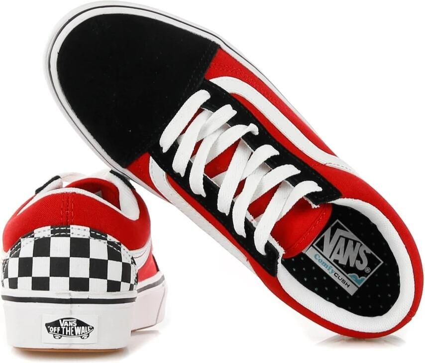Vans Comfycush Old Skool Checkerboard Sneakers Zwart Rood - Foto 3
